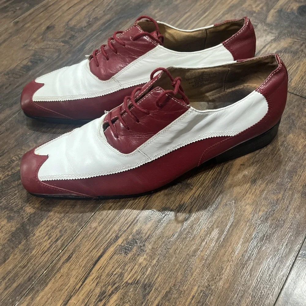 Giorgio Brutini Men's Spectator Wingtip Shoes Red White Leather Oxford Sz 11